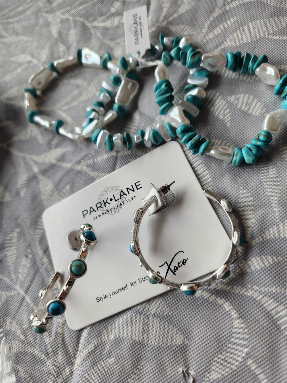 Park Lane Silver Hoop Earrings & Turquoise Bracelets bermuda limited edition set